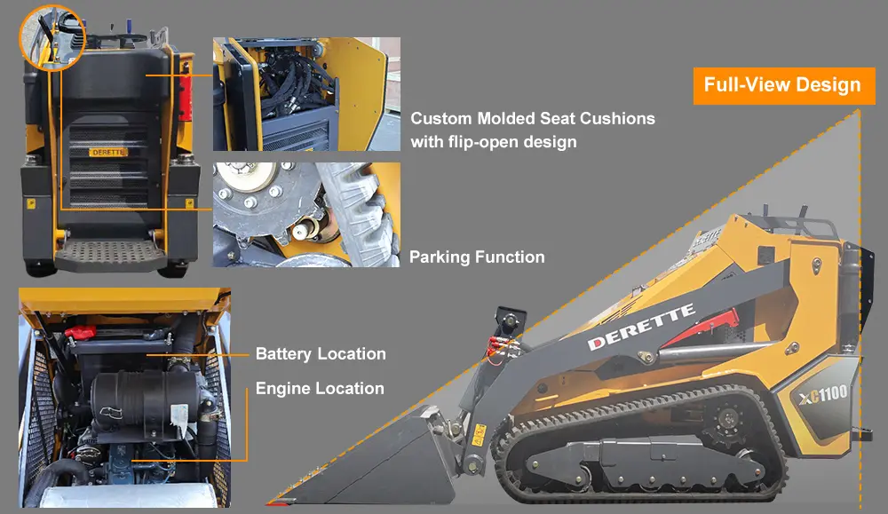 Close up of the Continental brand hydraulic hose protection and the right hand safety lockout lever.