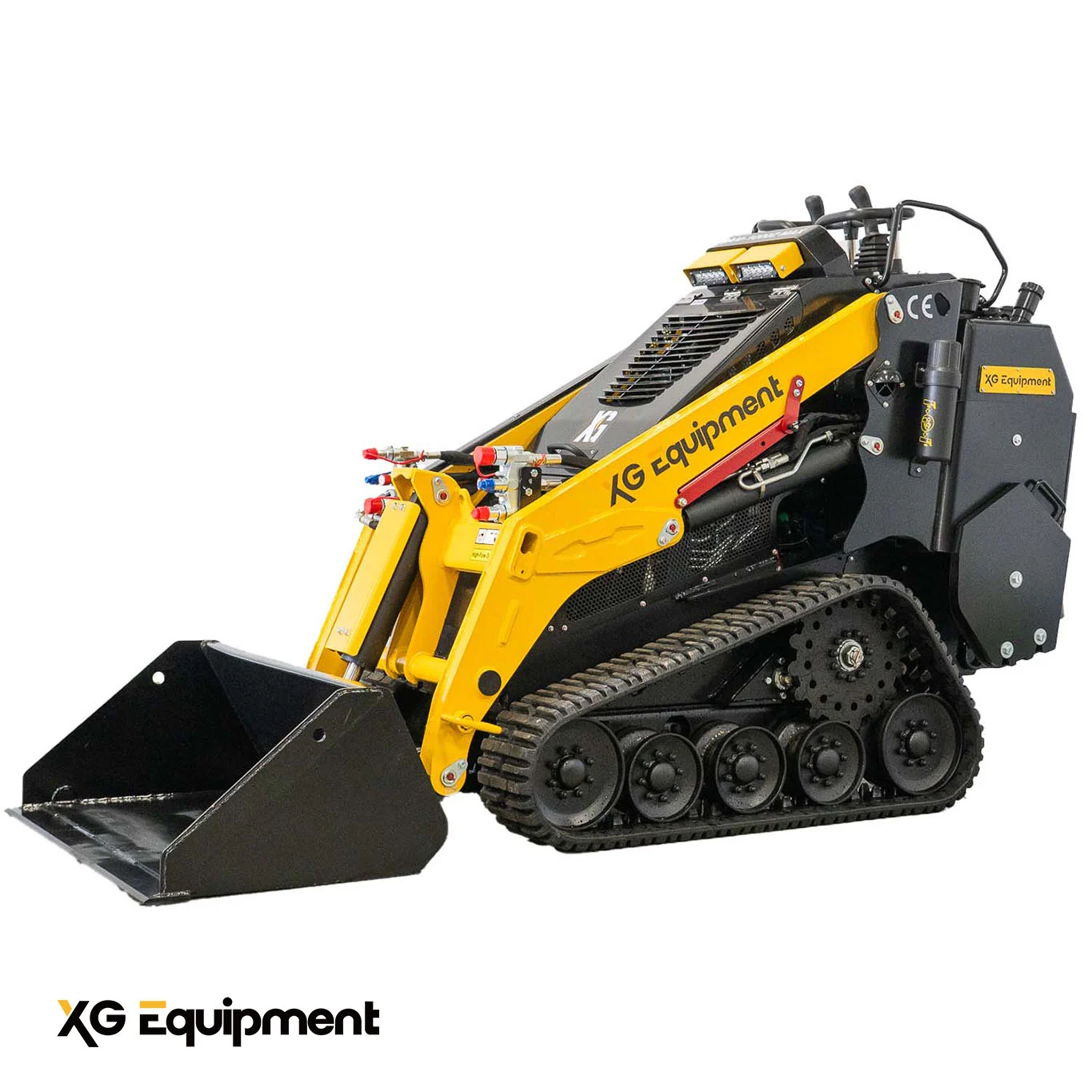 SAM-1000Z MAX compact loader displaying the 9 inch wide tracks and 11 inch ground clearance.